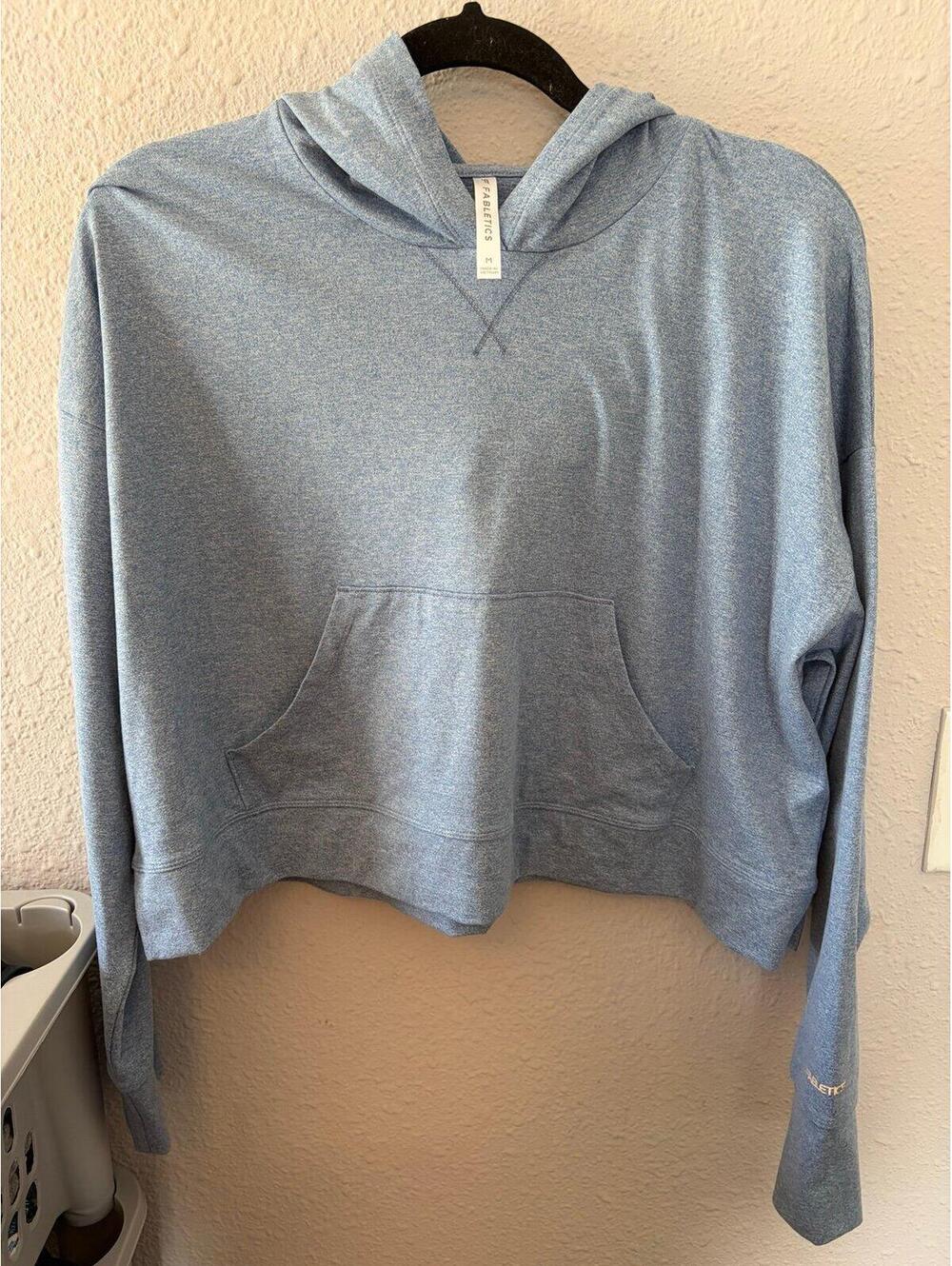 Fabletics blue cropped oversized thin hoodie size M